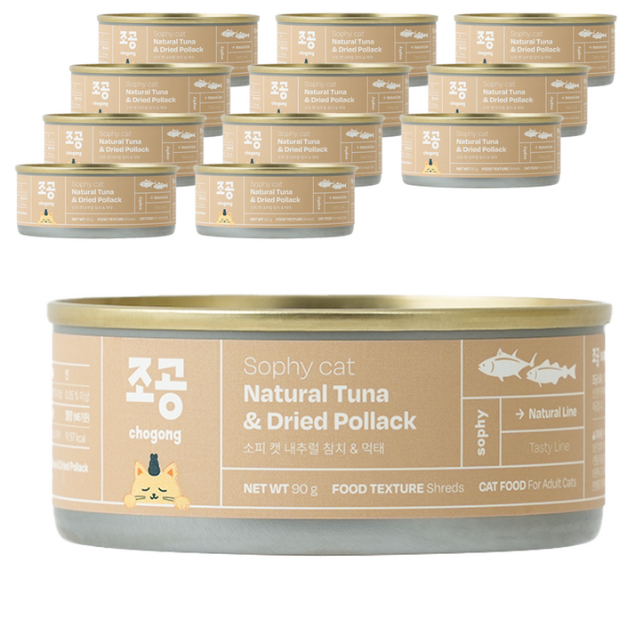 조공 어덜트 소피 캣 내추럴 습식캔, 참치먹태, 90g, 12개