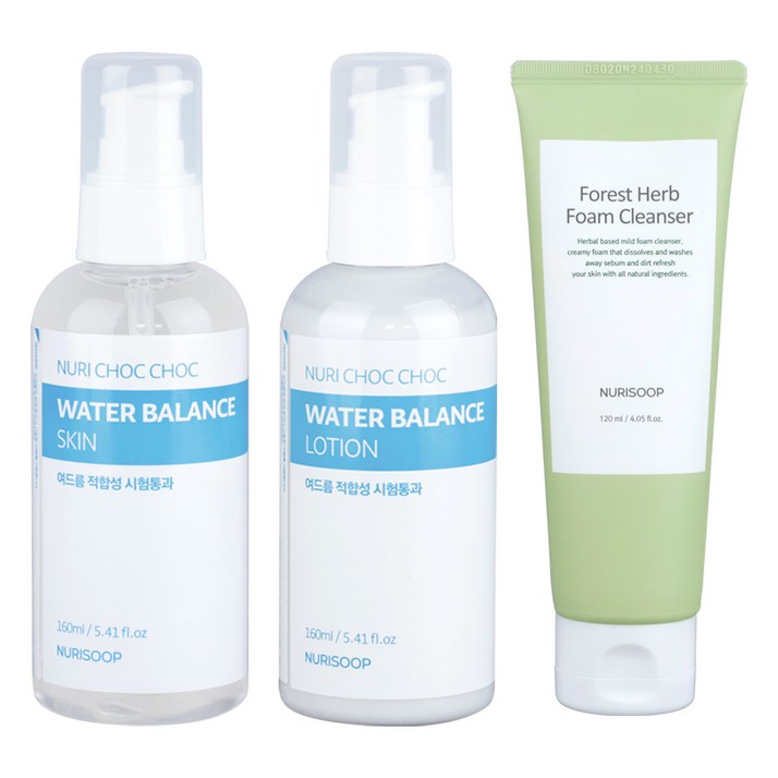 누리숲 누리촉촉 스킨 160ml + 로션 160ml + 녹삼초 폼클렌저 120ml