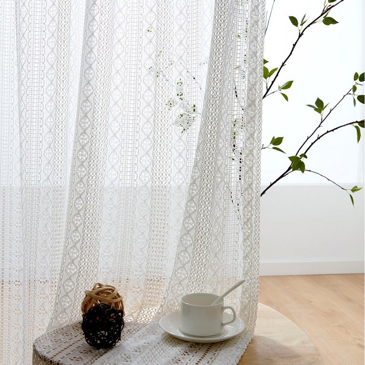 사라하우스 레이스 가리개 뜨개 빈티지 자수 커튼 핀형