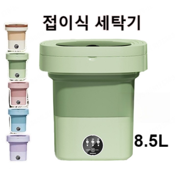 휴대용 세탁기 미니 미니 터보 전자동 세탁기 접이식항균세탁드라이건조 다기능 세탁기 10.5L 대용량 휴대용 세탁기, 카키8.5L1핑크8.5L1