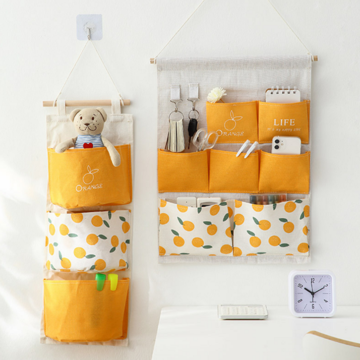 일상채움 린넨 벽걸이 다용도 수납 정리 포켓 2종 세트