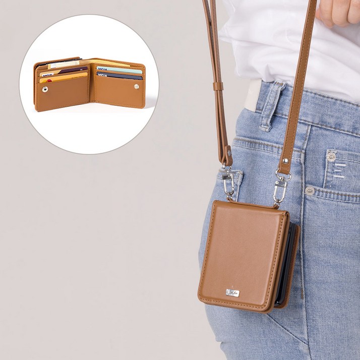 본아띠 리베라 천연소가죽 비비지 지갑형 갤럭시 Z플립 핸드폰 케이스