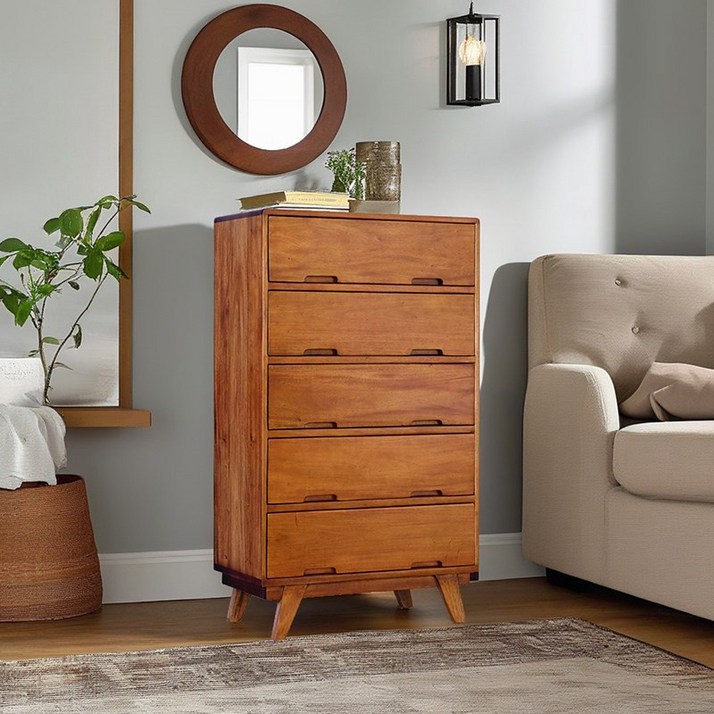 리뷰이벤트 유씨엠 클레이 원목 5단 서랍장 700 옷장, 5단서랍장700