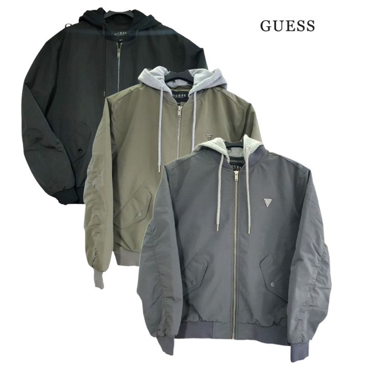 GUSEE 게스 남성 간절기 후디 후드 보머 자켓 남자 남학생 캐주얼 항공 재킷 바람막이 점퍼 레귤러핏 아우터 코스트코