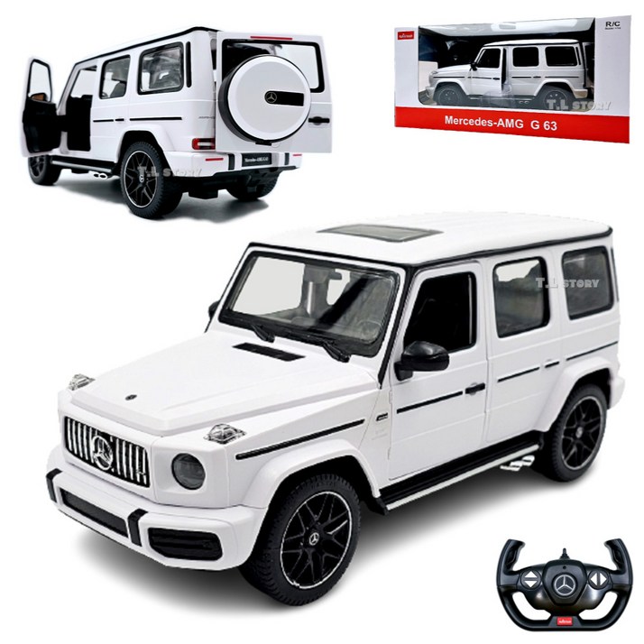 무선조종 RC 카 라스타 메르세데스 벤츠 지바겐 G63 114 LED 라이트 오픈도어 AA 무선 자동차 작동완구 조종rc 아이 선물, 화이트