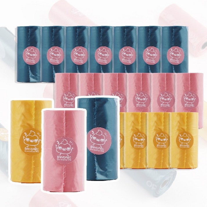 BANDARC 웁풉백 리필 20롤 300일 최저가 도전  웁풉백 생분해봉투 자연분해 배변봉투 300매 1.7 마이크로미터