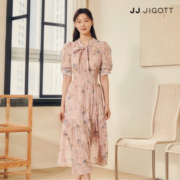 JJ지고트    플로럴 스모킹 원피스 +이너 세트 GP6P0OPW51