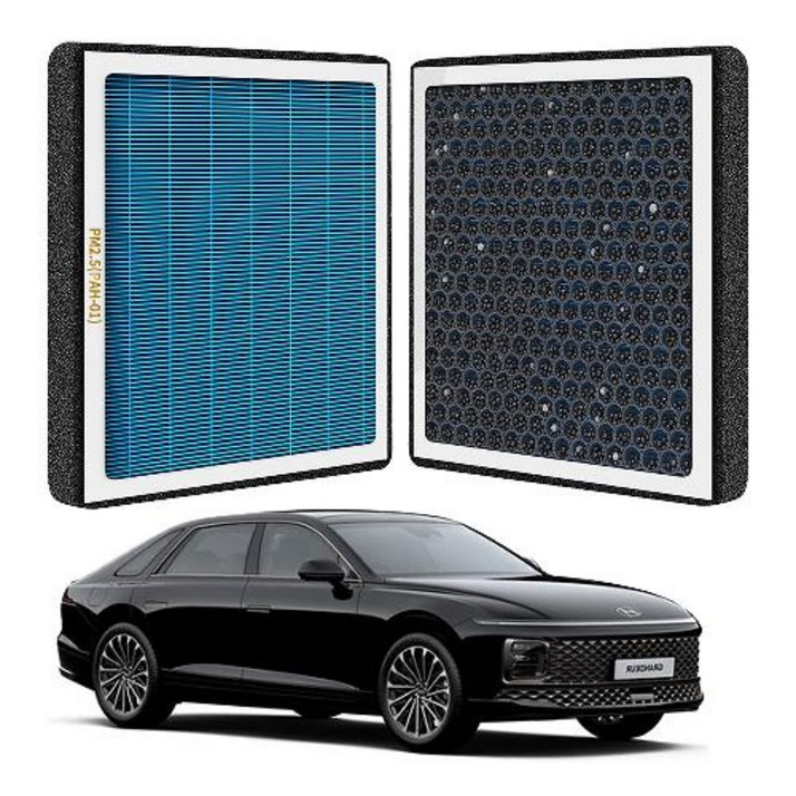 퓨어에어 더 뉴 싼타페(20~23년) 헤파 활성탄 듀얼 에어컨필터[호환], PRE-02, 1개