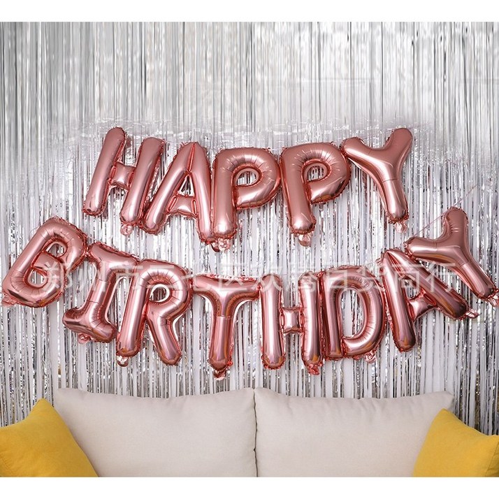 해피버스데이 happy birthday 16인치 글자풍선 가랜드, 로즈골드
