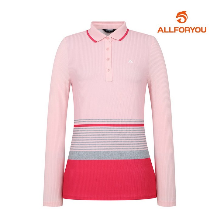올포유 여성 스트라이프 골지 카라 티셔츠 AWTPM2281403