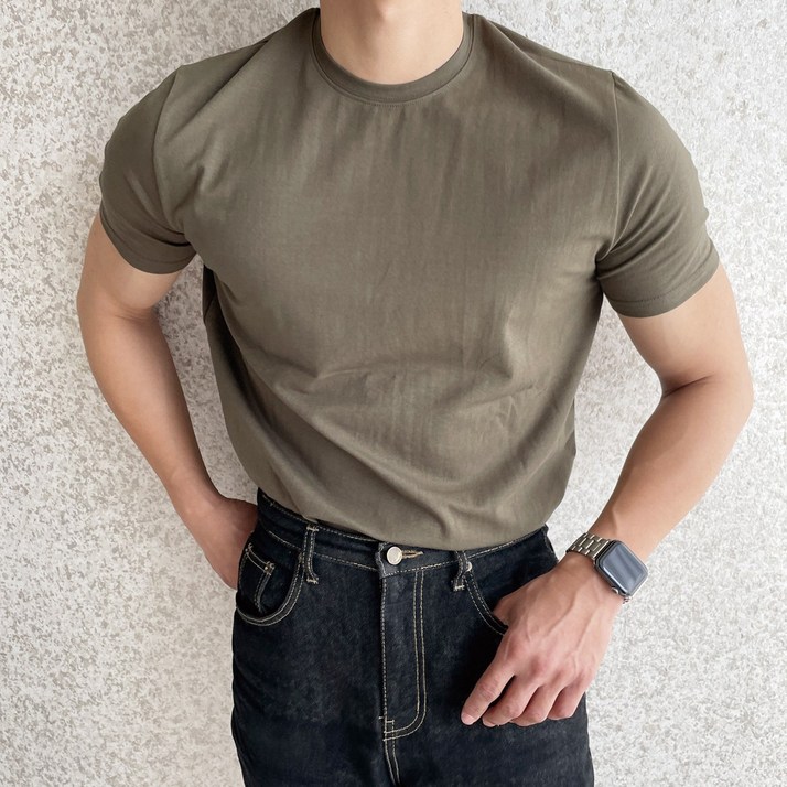 베럴댄나우 남자 머슬핏 운동복 헬스복 무지 반팔 티셔츠
