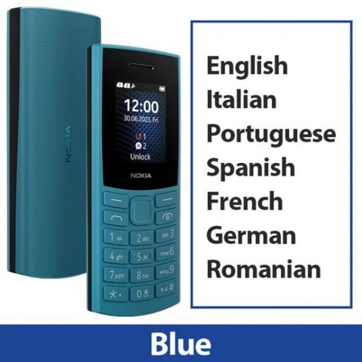 피쳐폰 노키아 105 듀얼 SIM 기능 휴대폰 1.8 인치 블루투스 5.0 1450mAh 긴 대기 시간 후레쉬 FM 라디오 통화 녹음 4G 신상, Blue, 단일색상
