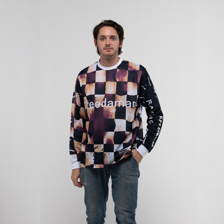 그리다만 모토져지 Rust Checker Board 긴팔져지 레이싱저지 모토크로스 자전거져지 사이클링 저지 라이딩복 다운힐 산악져지 남녀공용