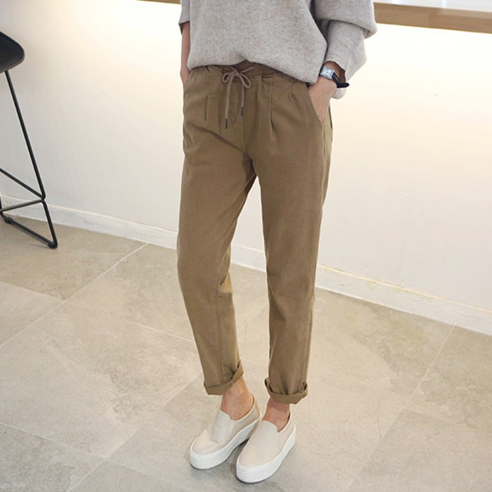 프롬미스 MADE치즈스판 배기핏 코튼팬츠