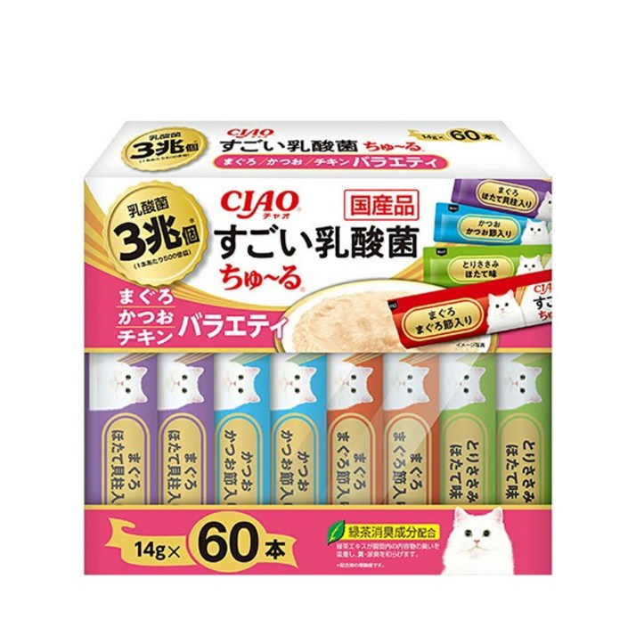챠오 고양이 츄르 스고이유산균 버라이어티 SC-389 14g x 60p 세트