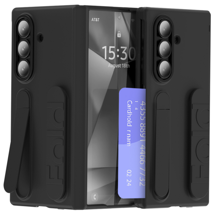 테크비 갤럭시 Z 폴드 오토 힌지 가드 그립 스탠드 카드 수납형 케이스 호환