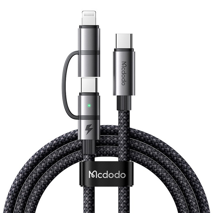 맥도도 USB 3.1 Gen2 100W 2in1 PD 고속충전 멀티 케이블 CA045, 블랙, 1개