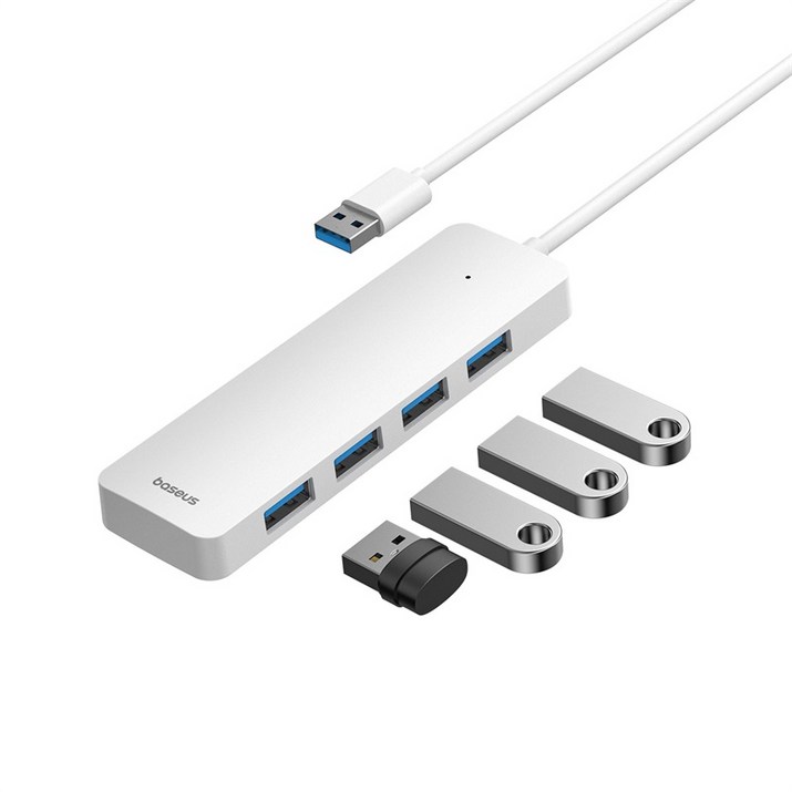 베이스어스 울트라조이 시리즈 4in1 USB 허브 라이트 15cm, 문 화이트, 1개 베이스어스 울트라조이 시리즈 4in1 USB 허브 라이트 15cm, 문 화이트, 1개