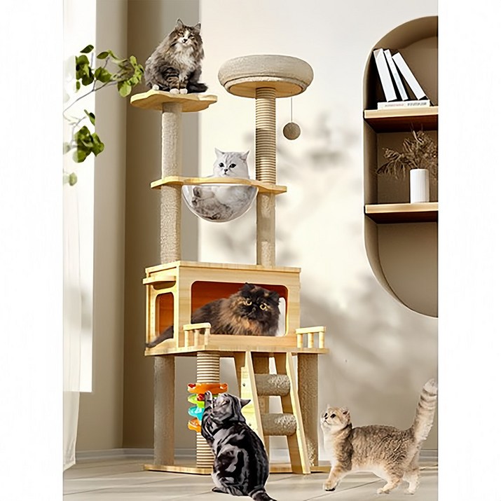 원목캣타워 자고 놀 수도 있다 켓타워원목대형
