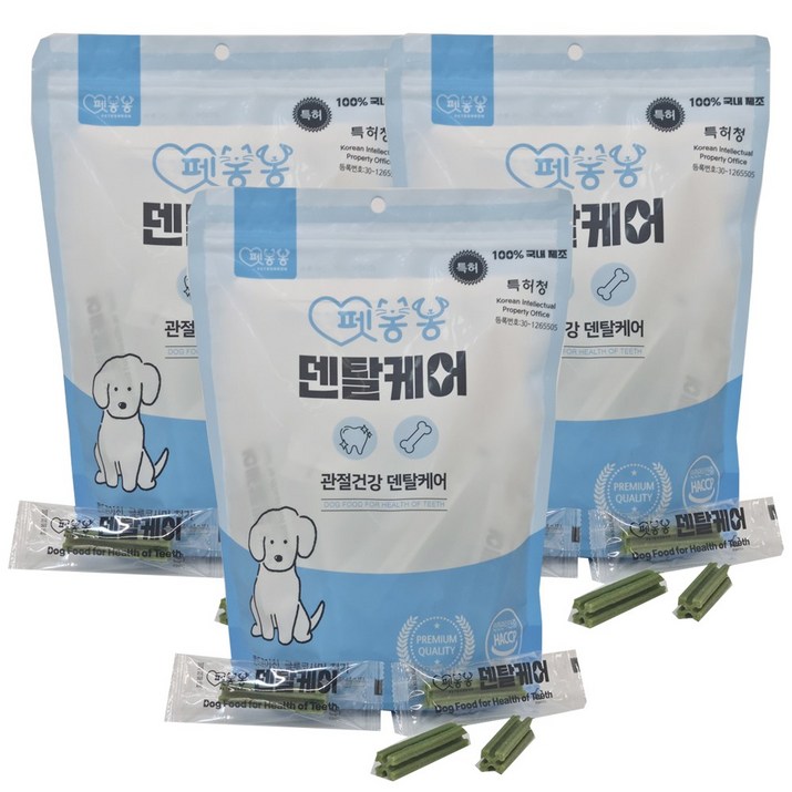 펫봉봉 덴탈케어 강아지덴탈껌 대용량 스케일링 영양 츄잉스틱, 펫봉봉 덴탈케어 관절건강, 300g, 3개