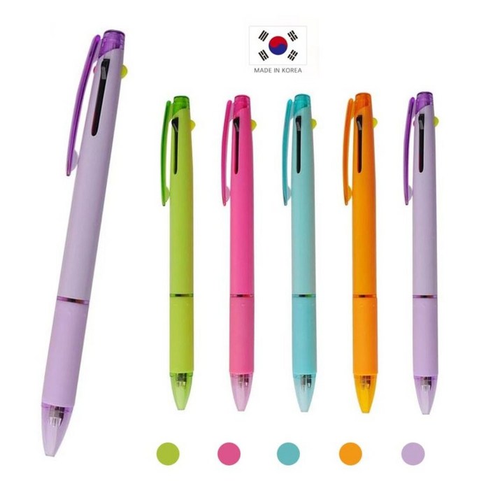 국산볼펜 나노파스텔 3색펜 (형광2+니들1) 형광펜과 니들심이 하나로, 100개, 혼합(그린 퍼플 블루 오렌지 핑크 각20개 인쇄포함)