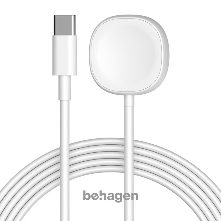 비하겐 LINK 애플워치 USB-C 무선충전기 120cm 2~9세대/SE1,2/ULTRA1,2 호환, 화이트