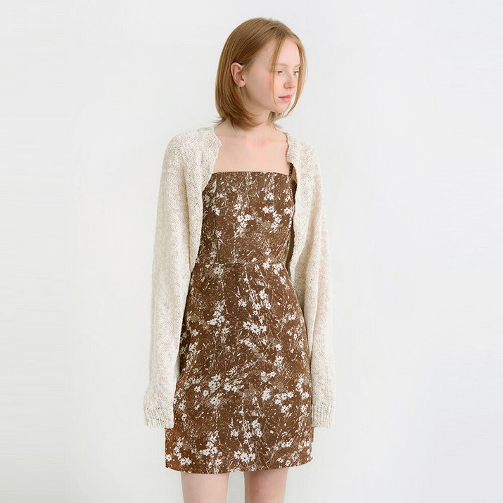 어다울 Smocking bustier mini dress  brown