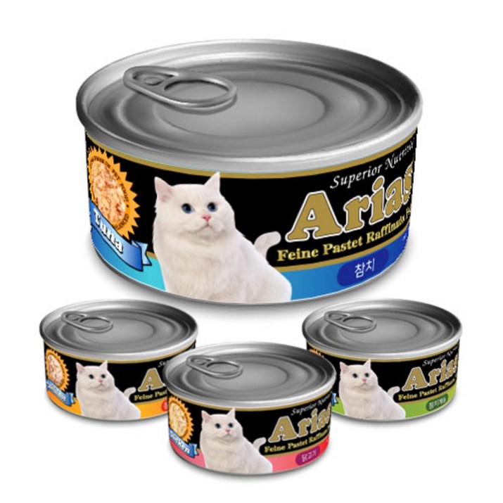 아리아스 프리미엄 고양이 원형캔 (닭,참치,게살,연어) 95g 24개(1박스), 닭고기 6994780760