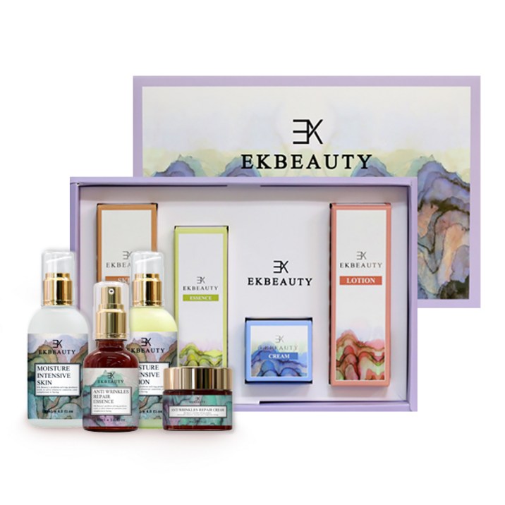 이케이뷰티 주름개선 탄력 보습 4종세트 보습스킨 보습로션 탄력에센스 탄력크림 건조피부 탄력저하 노화피부를위한 세트구성 안티에이징 프리미엄 천연화장품 선물추천, 1세트
