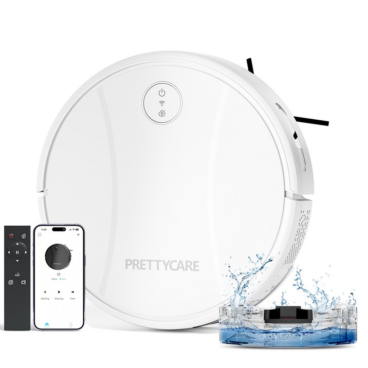 PrettyCare 스마트 물걸레 로봇청소기  흰색