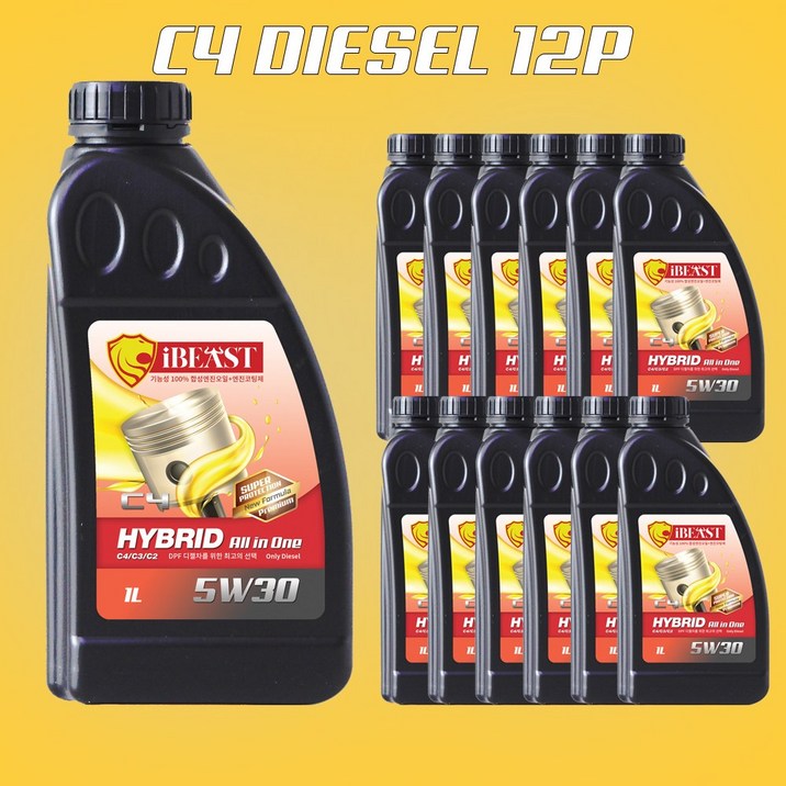 아이비스트 하이브리드 디젤합성엔진오일 C4 DPF 르노디젤, 싼타페, 쏘렌토 오일 5W30 1L X 12개 1BOX, 12개, 5w30, 1L