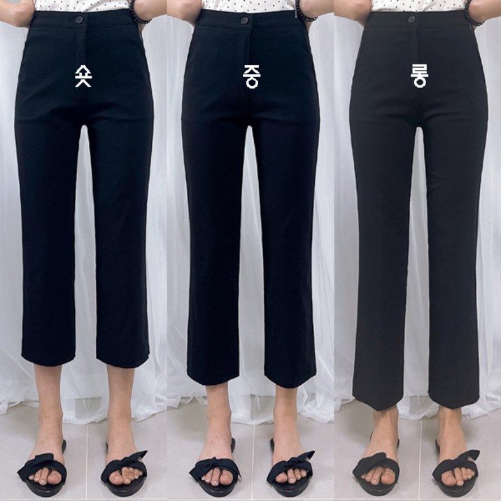 제이엠스타일 [숏,기본,롱/26~34사이즈] 국산 미친 스판 여성 일자 부츠컷 옆트임 슬랙스 여자 빅사이즈 슬렉스 바지 8부 9부 카프리팬츠 봄 여름 가을