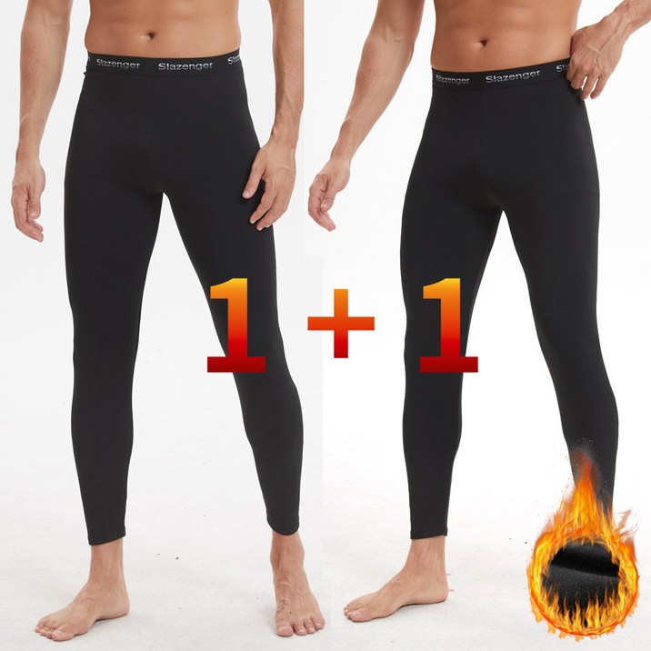 (1+1) 슬레진저 남성 기모 내복 바지 초극세사 기모 발열 타이즈 초경량 빅사이즈 2매입