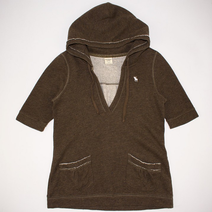 빈티지테크 469.아베크롬비 기모 반팔 후드티셔츠/정품/여성 L