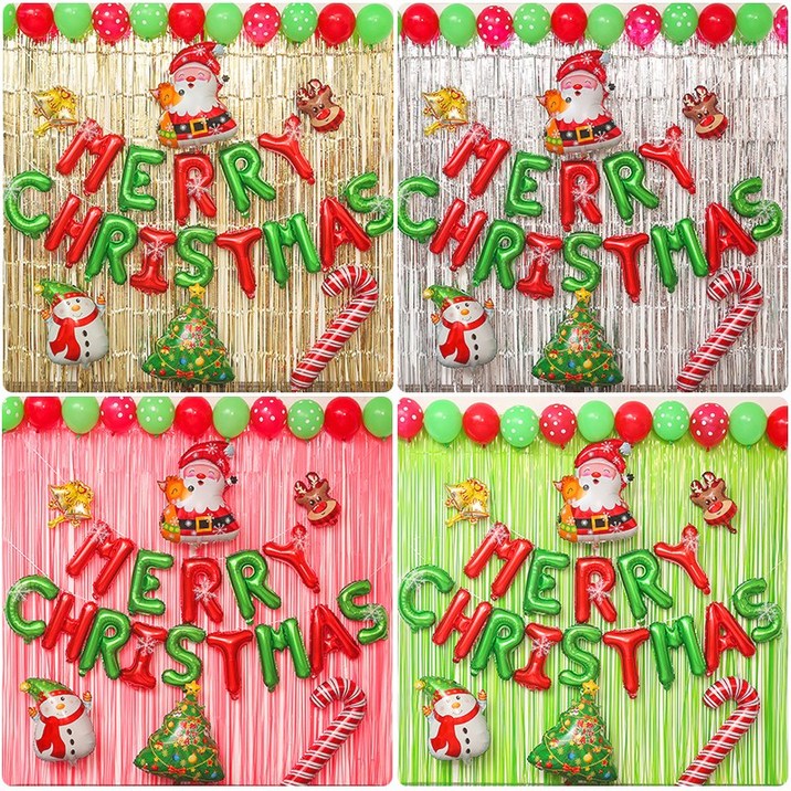 피앤비유니티커튼포함 크리스마스 풍선 로얄 파티커튼 세트 모음