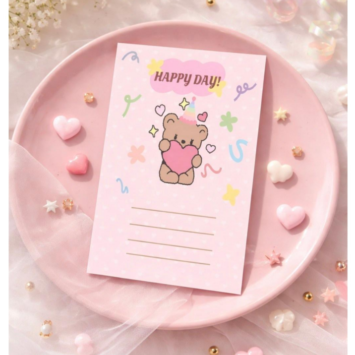 생일 축하 스티커  어린이집 단체 포장 어린이 선물 유치원 답례품 핑크