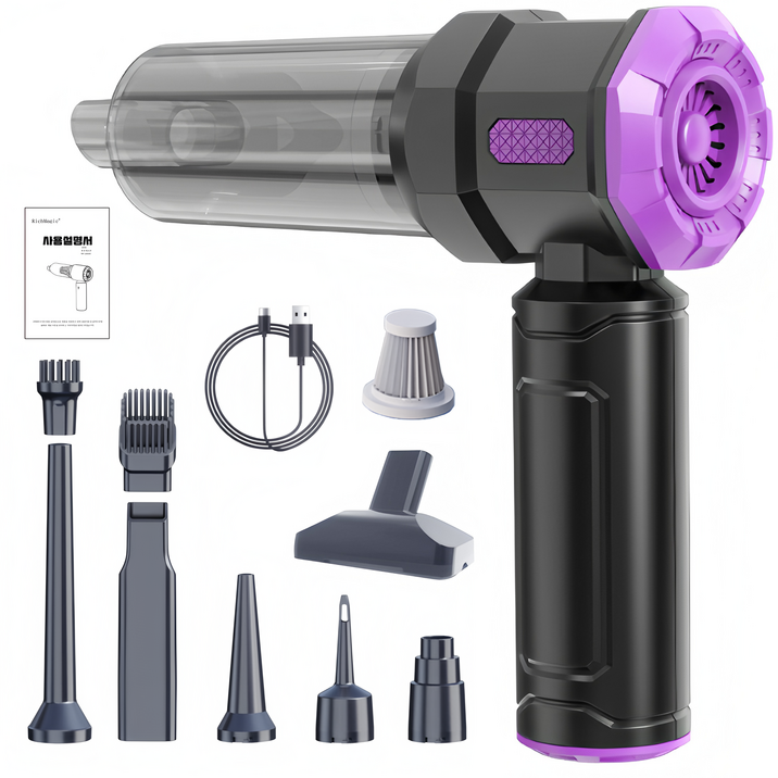 [국내발송] RichMagic강력 4 in 1 16000pa 브러시리스 차량용 가정용 표시 대용량 배터리 흡입 송풍 공기주입 진공 책상차내다용도 미니 무선 초고흡입력 청