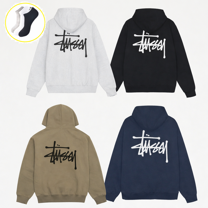 [국내매장판] 스투시 베이직 후드 남여공용 긴팔 후드+ 데일리양말 증정