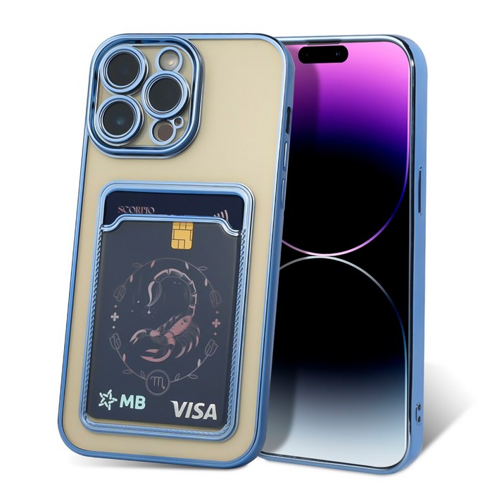 카드 수납 컬러 범퍼 iPhone case, 카메라 풀커버 유광 테두리 젤리 케이스