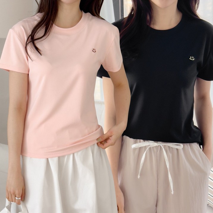 제이그린 여성 반팔티 반팔 티셔츠 2P