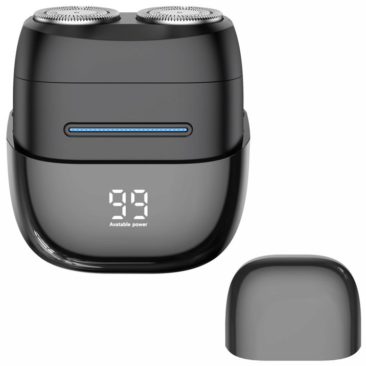 RUN기술 휴대용 미니 충전식 전기면도기 헤드 완전분리형 생활방수 잔량표시, 블랙