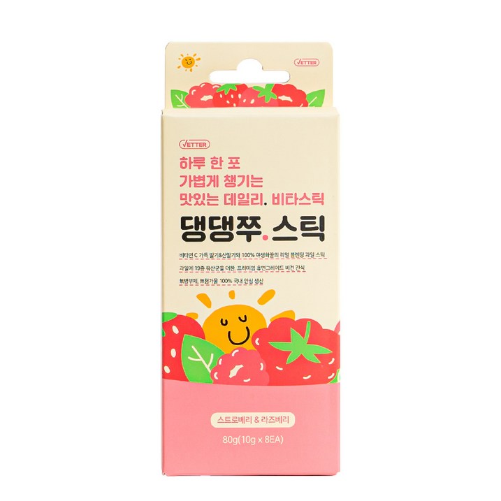 베터 댕댕쭈 스틱 강아지 비타민간식 8p, 스트로베리&라즈베리, 1개