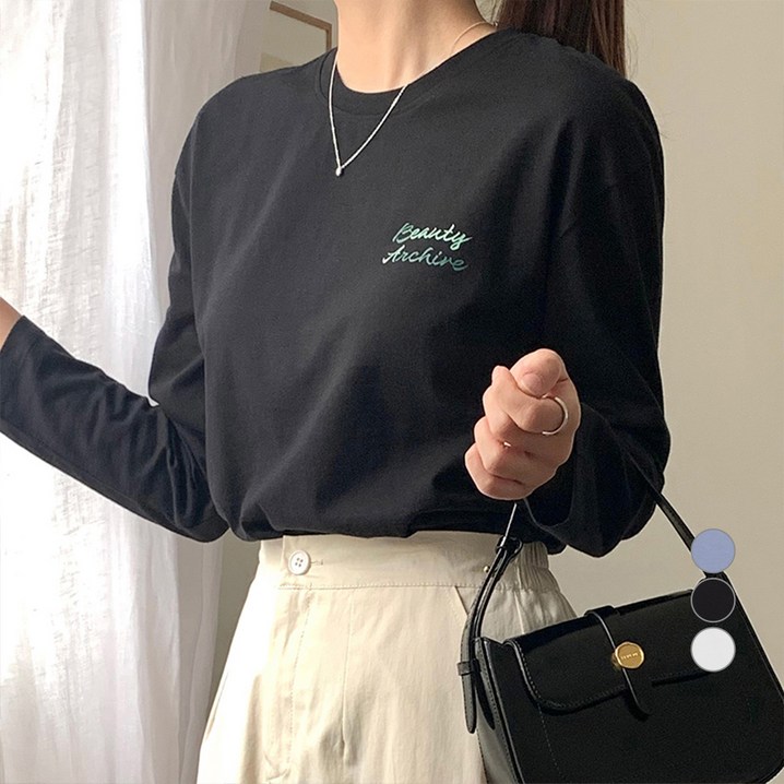 아피나르 여성용 레터링 프린트 릴렉스핏 긴팔 티셔츠 아피나르 여성용 레터링 프린트 릴렉스핏 긴팔 티셔츠