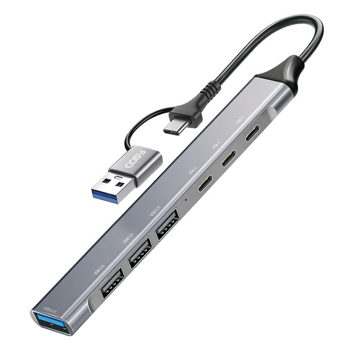 코시 듀얼 커넥터 USB 3.0 슬림 메탈 멀티허브 7포트 C타입  A타입