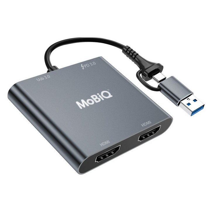 모비큐 C타입 맥북 듀얼 HDMI 4in1 USB 3.0 PD 100W 멀티허브 EM42HP, 1개 모비큐 C타입 맥북 듀얼 HDMI 4in1 USB 3.0 PD 100W 멀티허브 EM42HP, 1개