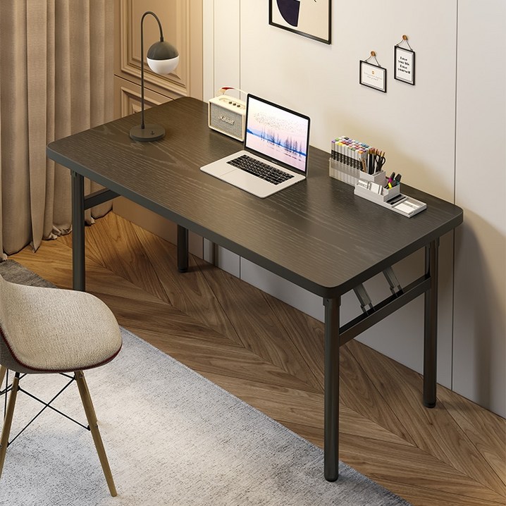 오브민 LPM 공간활용 철제 접이식 스틸 책상 식탁 테이블 800, 월넛, 2인용