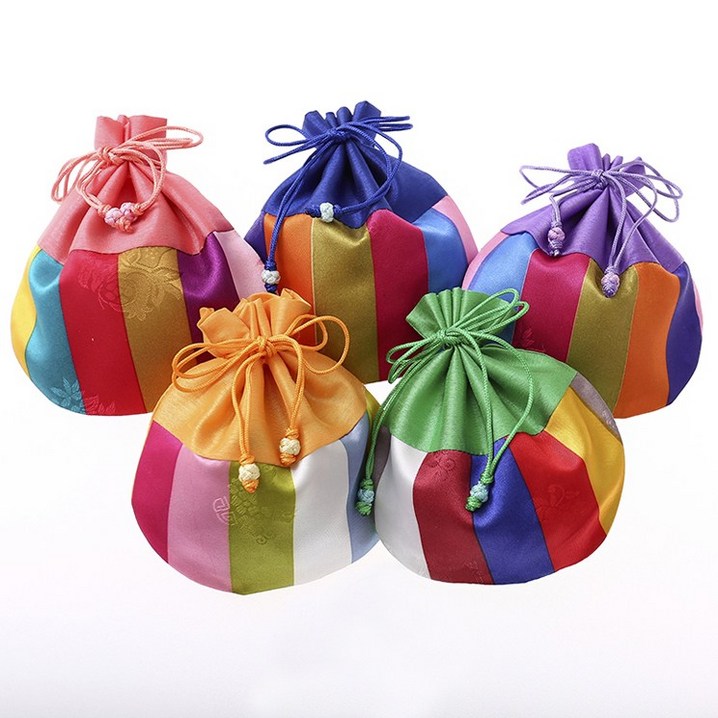 실크 색동 반달 복주머니 opp봉투 개별포장 없음설날 명절 세뱃돈 용돈주머니 선물주머니, 랜덤발송, 100개