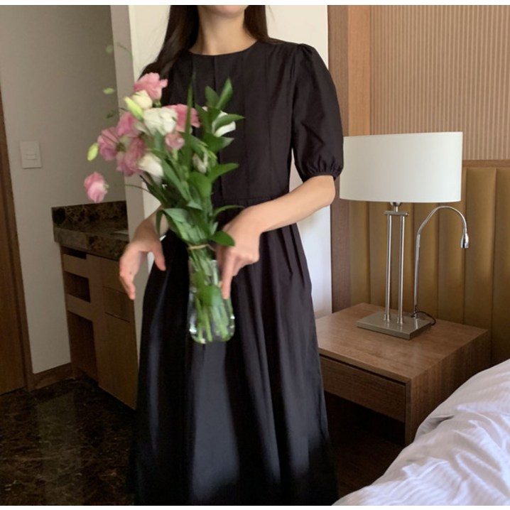아포 핀턱 주름 라운드넥 루즈핏 a라인 셔링 벌룬 퍼프 반팔 코튼 무지 여름 롱 원피스3color 아포 핀턱 주름 라운드넥 루즈핏 a라인 셔링 벌룬 퍼프 반팔 코튼 무지 여름 롱 원피스3color