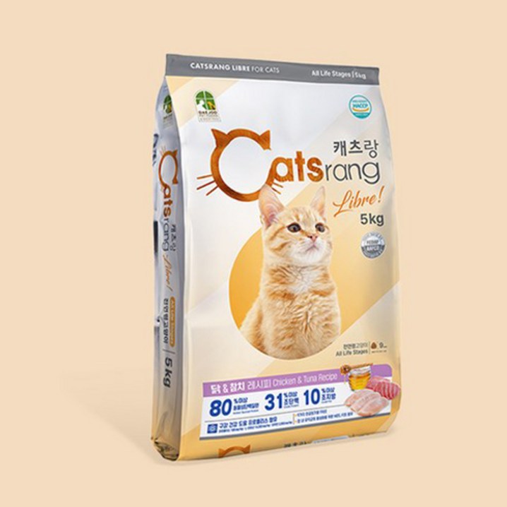 캐츠랑 전연령 리브레 고양이 사료, 닭참치, 5kg, 1개