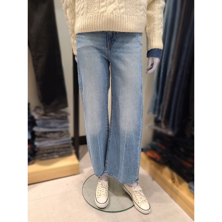 리바이스 여성 립케이지 와이드 레그데님팬츠 연청 와이드팬츠 A60810020